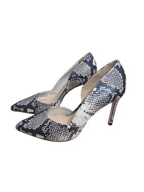 Gianni Bini D’Orsay Black & White Snake-Print Venicia Pointed Toe Stilettos Sz 7